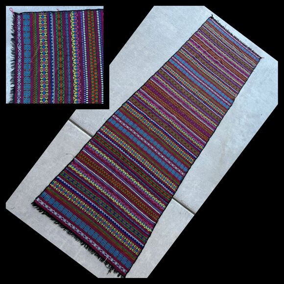 Rectangle Table Runner Tablecloth 34x110 Colorful Woven Thanksgiving Tablescape - Picture 1 of 12